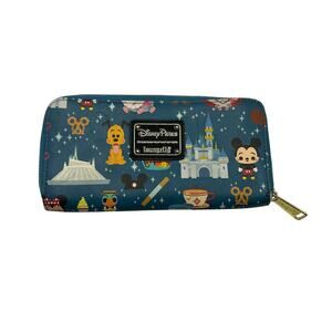 Disney Loungefly Parks Mini Icons and Attractions Zip Around Wallet Wristlet